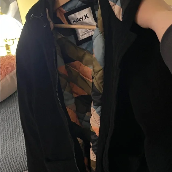 Hurley Black Jacket with Striped corduroy ~XL - Picture 8 of 10